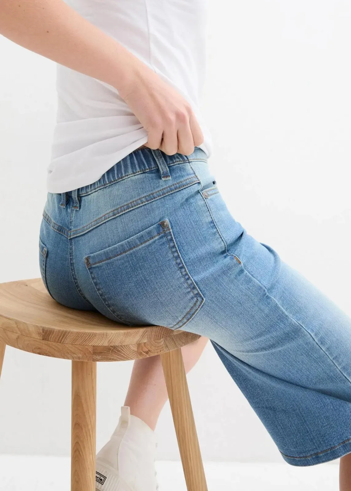 bonprix Jeans|Shorts|Jeans Bermuda High Waist, Bequembund mittelblau denim