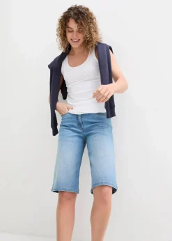 bonprix Jeans|Shorts|Jeans Bermuda High Waist, Bequembund mittelblau denim