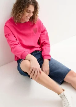 bonprix Bekleidung·Outdoorbekleidung|Bekleidung·Shirts & Tops|Jeans Bermuda High Waist, Bequembund nachtblau denim