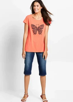 bonprix Bekleidung·Outdoorbekleidung|Bekleidung·Shirts & Tops|Jeans Bermuda Mid Waist, Bequembund nachtblau denim