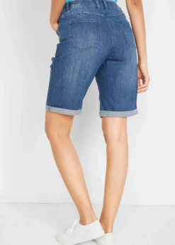 Jeans Bermuda Mid Waist mit Stickerei und Bequembund|bonprix Clearance