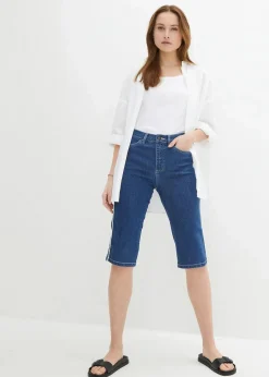 bonprix Jeans|Shorts|Jeans Bermuda Slim Fit High Waist blau denim used
