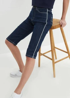 bonprix Bekleidung·Outdoorbekleidung|Bekleidung·Shirts & Tops|Jeans Bermuda Slim Fit High Waist dunkelblau denim used