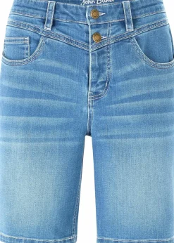 bonprix Bekleidung·Outdoorbekleidung|Bekleidung·Shirts & Tops|Jeans Bermuda Slim Fit Mid Waist hellblau used