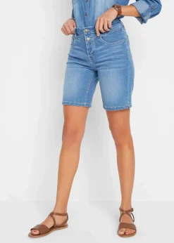 bonprix Bekleidung·Outdoorbekleidung|Bekleidung·Shirts & Tops|Jeans Bermuda Slim Fit Mid Waist hellblau used