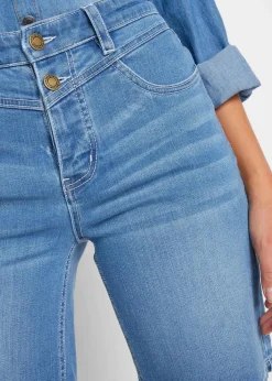 bonprix Bekleidung·Outdoorbekleidung|Bekleidung·Shirts & Tops|Jeans Bermuda Slim Fit Mid Waist hellblau used