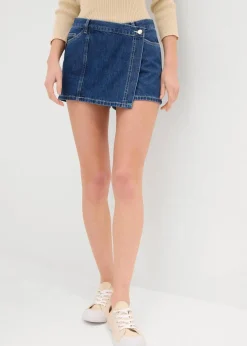 bonprix Bekleidung·Outdoorbekleidung|Bekleidung·Shirts & Tops|Jeans Hosenrock, Mid Waist blau denim used