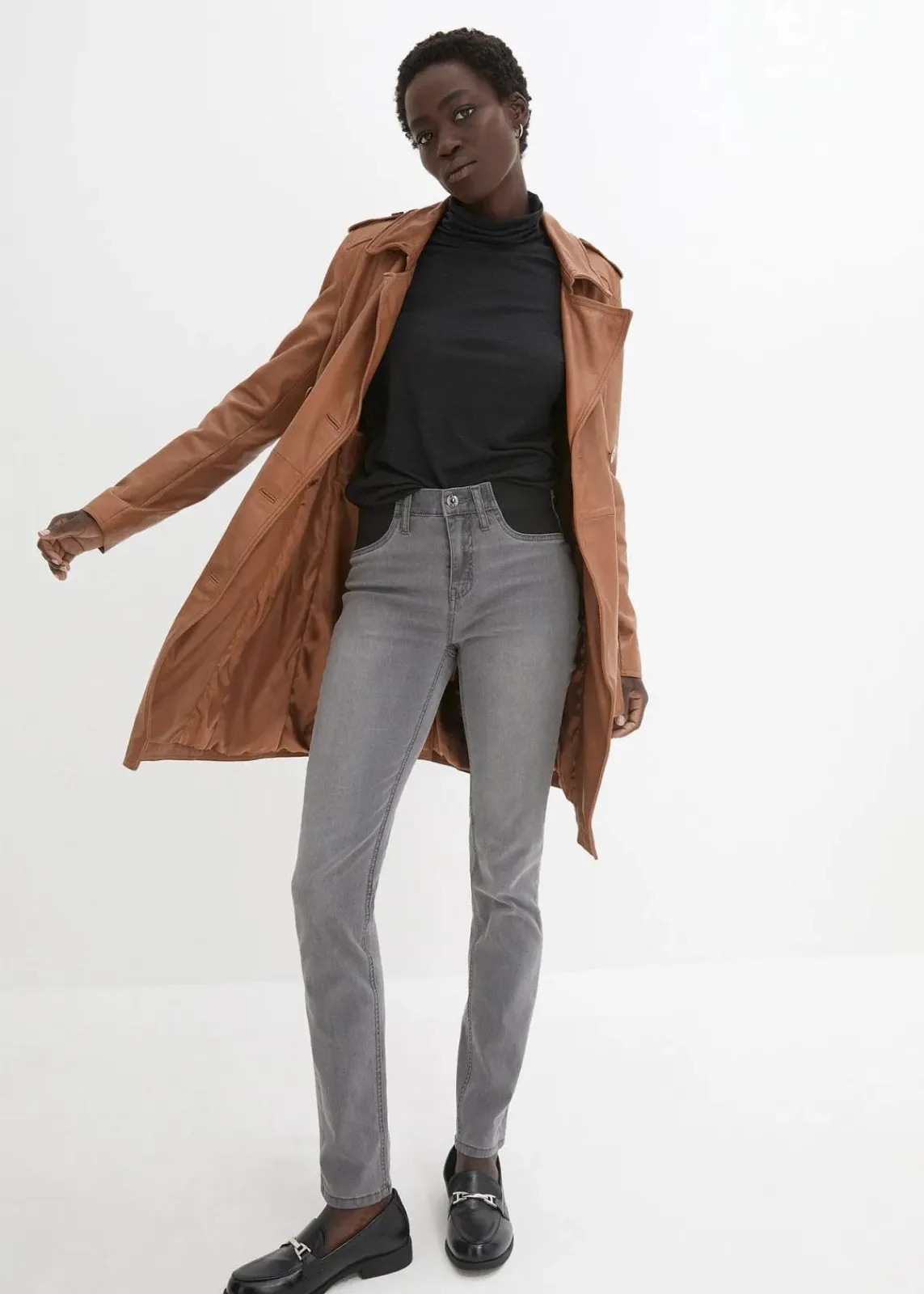 bonprix Jeans|Kurzgrößen|Jeans mit Bequembund grey denim