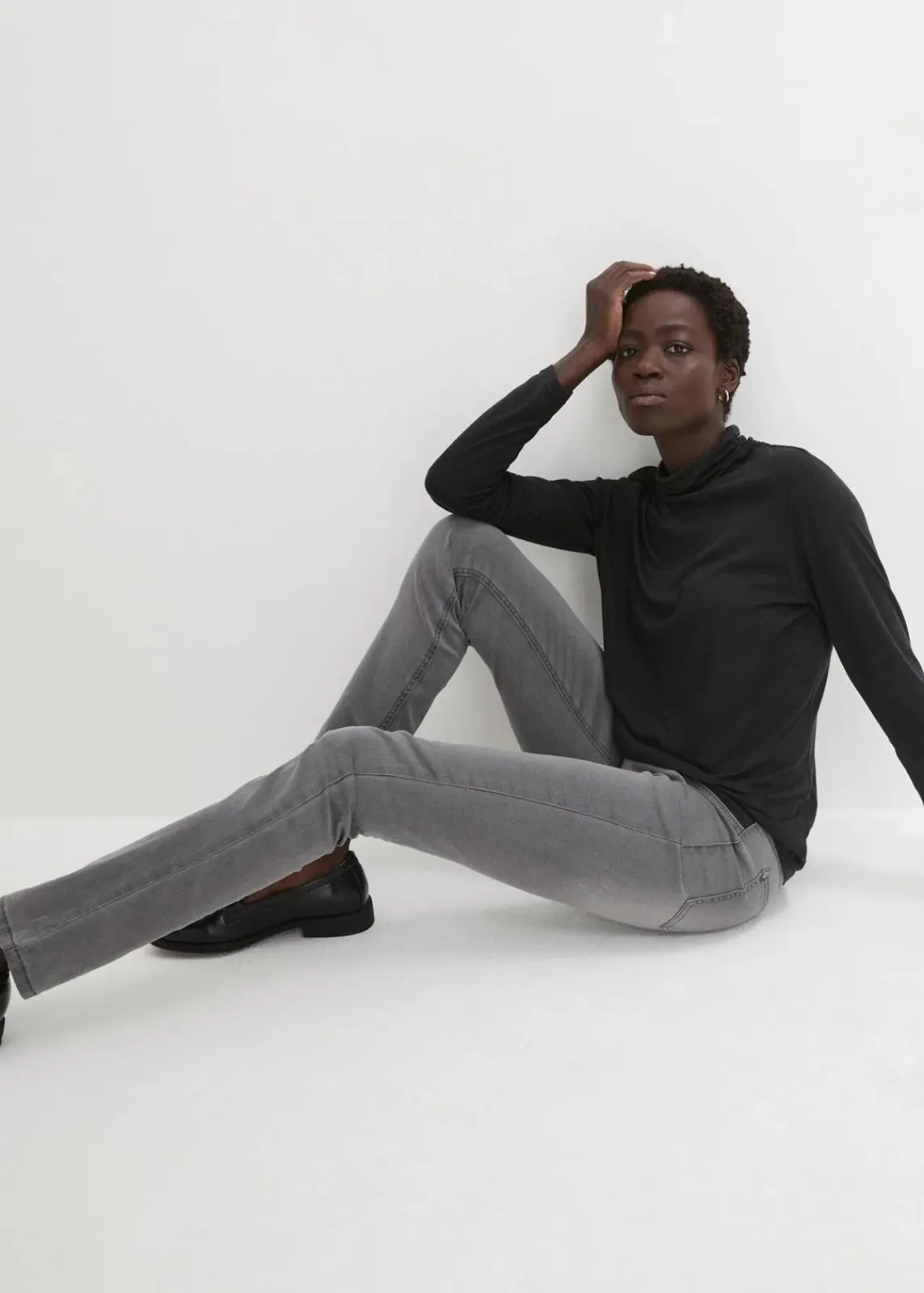 bonprix Jeans|Kurzgrößen|Jeans mit Bequembund grey denim