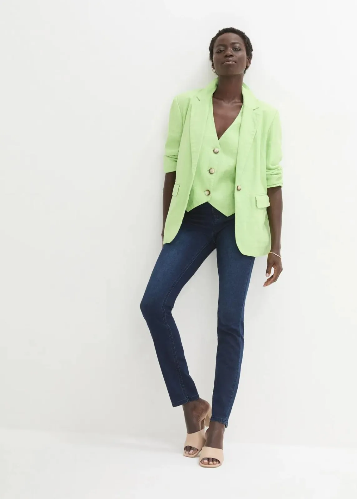 bonprix Jeans|Kurzgrößen|Jeans mit Bequembund darkblue stone