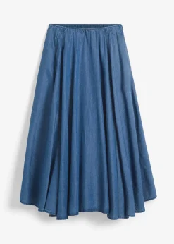 bonprix Röcke|Jeans Rock, High Waist, Bequembund blau denim