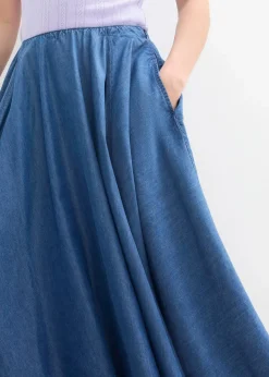 bonprix Röcke|Jeans Rock, High Waist, Bequembund blau denim