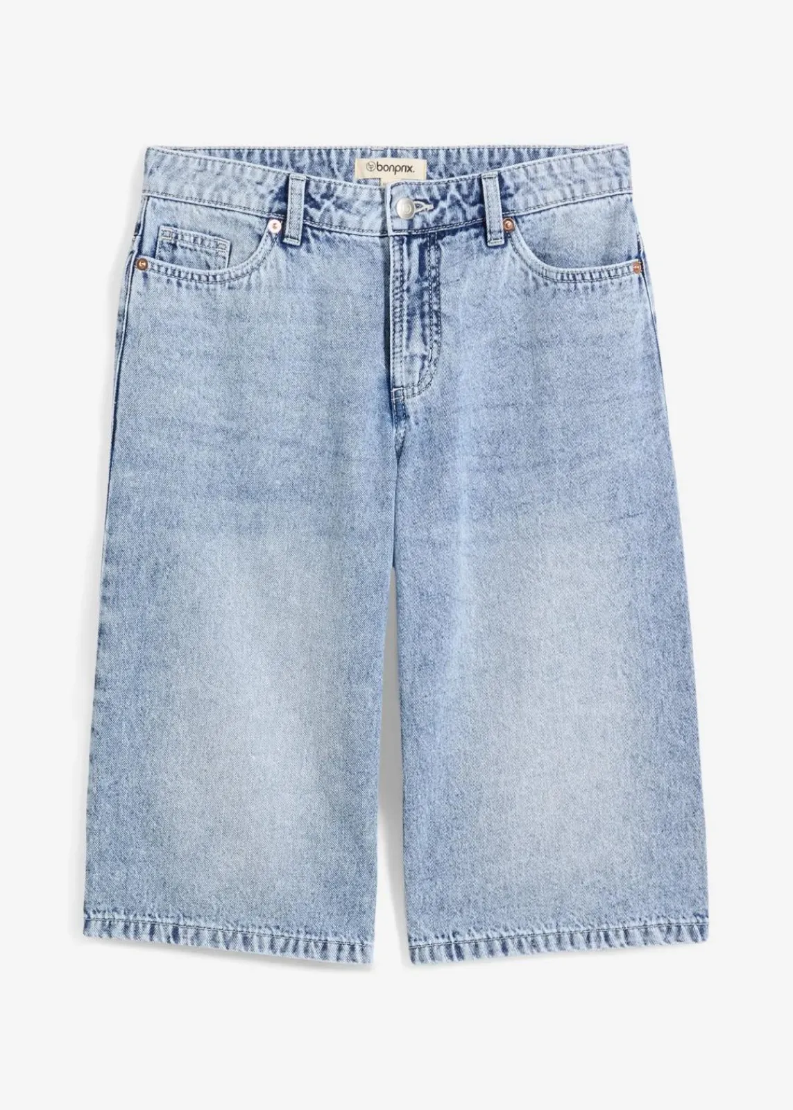 bonprix Jeans|Shorts|Jeans-Bermuda Mid Waist, Low Stretch eisblau denim used