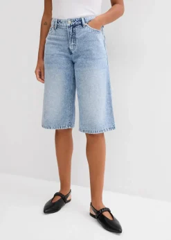 bonprix Jeans|Shorts|Jeans-Bermuda Mid Waist, Low Stretch eisblau denim used