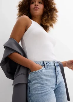 bonprix Jeans|Shorts|Jeans-Bermuda Mid Waist, Low Stretch eisblau denim used