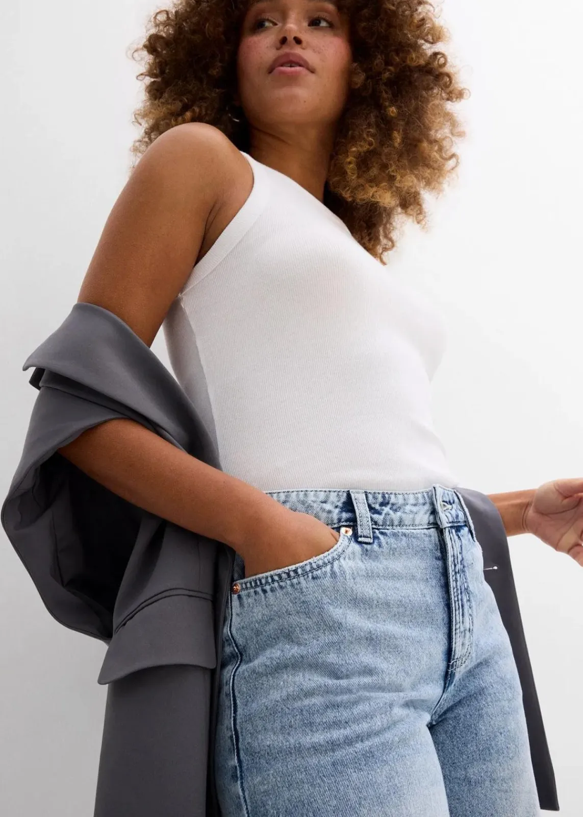 bonprix Jeans|Shorts|Jeans-Bermuda Mid Waist, Low Stretch eisblau denim used