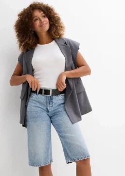 bonprix Jeans|Shorts|Jeans-Bermuda Mid Waist, Low Stretch eisblau denim used