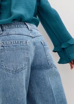 bonprix Bekleidung·Outdoorbekleidung|Bekleidung·Shirts & Tops|Jeans-Bermuda Mid Waist, Low Stretch blau denim used