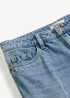 bonprix Bekleidung·Outdoorbekleidung|Bekleidung·Shirts & Tops|Jeans-Bermuda Mid Waist, Low Stretch blau denim used