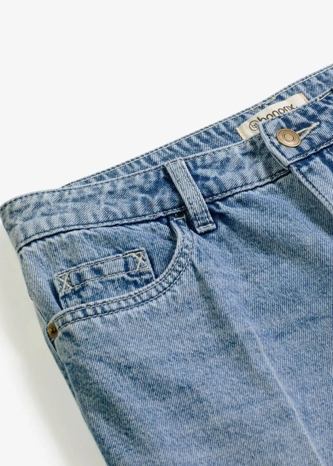 bonprix Bekleidung·Outdoorbekleidung|Bekleidung·Shirts & Tops|Jeans-Bermuda Mid Waist, Low Stretch blau denim used