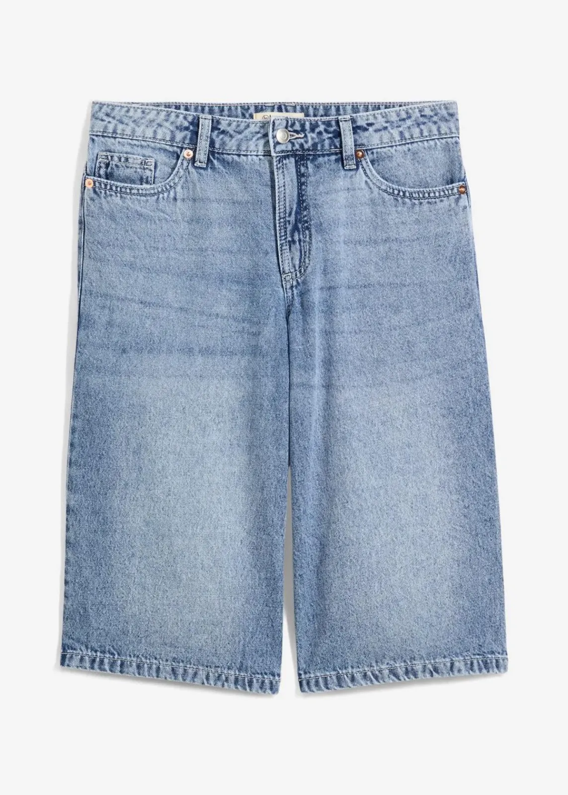 bonprix Bekleidung·Outdoorbekleidung|Bekleidung·Shirts & Tops|Jeans-Bermuda Mid Waist, Low Stretch blau denim used