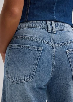 bonprix Bekleidung·Outdoorbekleidung|Bekleidung·Shirts & Tops|Jeans-Bermuda Mid Waist, Low Stretch blau denim used