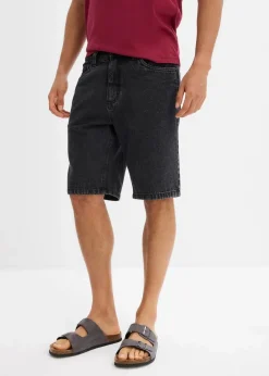 bonprix Jeans|Shorts|Jeans-Bermuda mit Komfortbund, Classic Fit schwarz denim