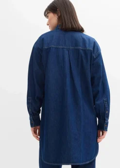 bonprix Bekleidung·Jacken & Mäntel|Blusen & Tuniken|Jeansbluse aus schwerem Denim, reine Baumwolle, Oversized tiefblau denim ungewaschen