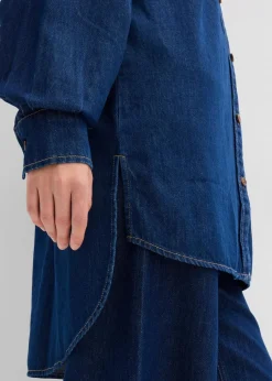 bonprix Bekleidung·Jacken & Mäntel|Blusen & Tuniken|Jeansbluse aus schwerem Denim, reine Baumwolle, Oversized tiefblau denim ungewaschen