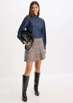 bonprix Bekleidung·Jacken & Mäntel|Blusen & Tuniken|Jeansbluse mit hohen Manschetten tiefblau denim ungewaschen