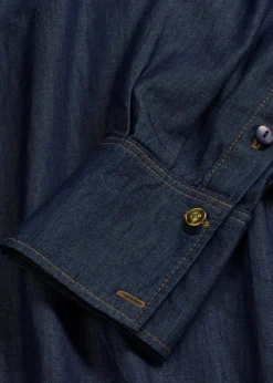 bonprix Bekleidung·Jacken & Mäntel|Blusen & Tuniken|Jeansbluse mit hohen Manschetten tiefblau denim ungewaschen