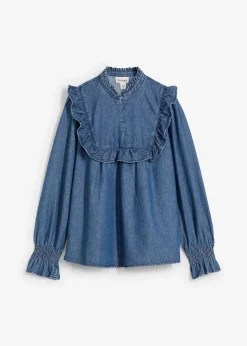 Jeansbluse mit Rüschen|bonprix Online
