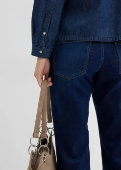 bonprix Bekleidung·Jacken & Mäntel|Blusen & Tuniken|Jeansbluse mit Volants, aus reiner Baumwolle dunkelblau denim