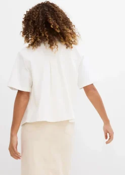 bonprix Bekleidung·Jacken & Mäntel|Blusen & Tuniken|Jeansbluse, oversized weiß denim