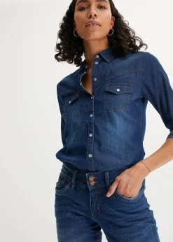 bonprix Bekleidung·Jacken & Mäntel|Blusen & Tuniken|Jeanshemd blau