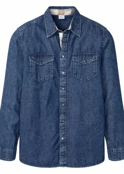 bonprix Hemden|Große Größen|Jeanshemd aus reiner Baumwolle blau denim