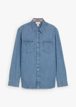 bonprix Große Größen|Hemden|Jeanshemd aus reiner Baumwolle hellblau denim