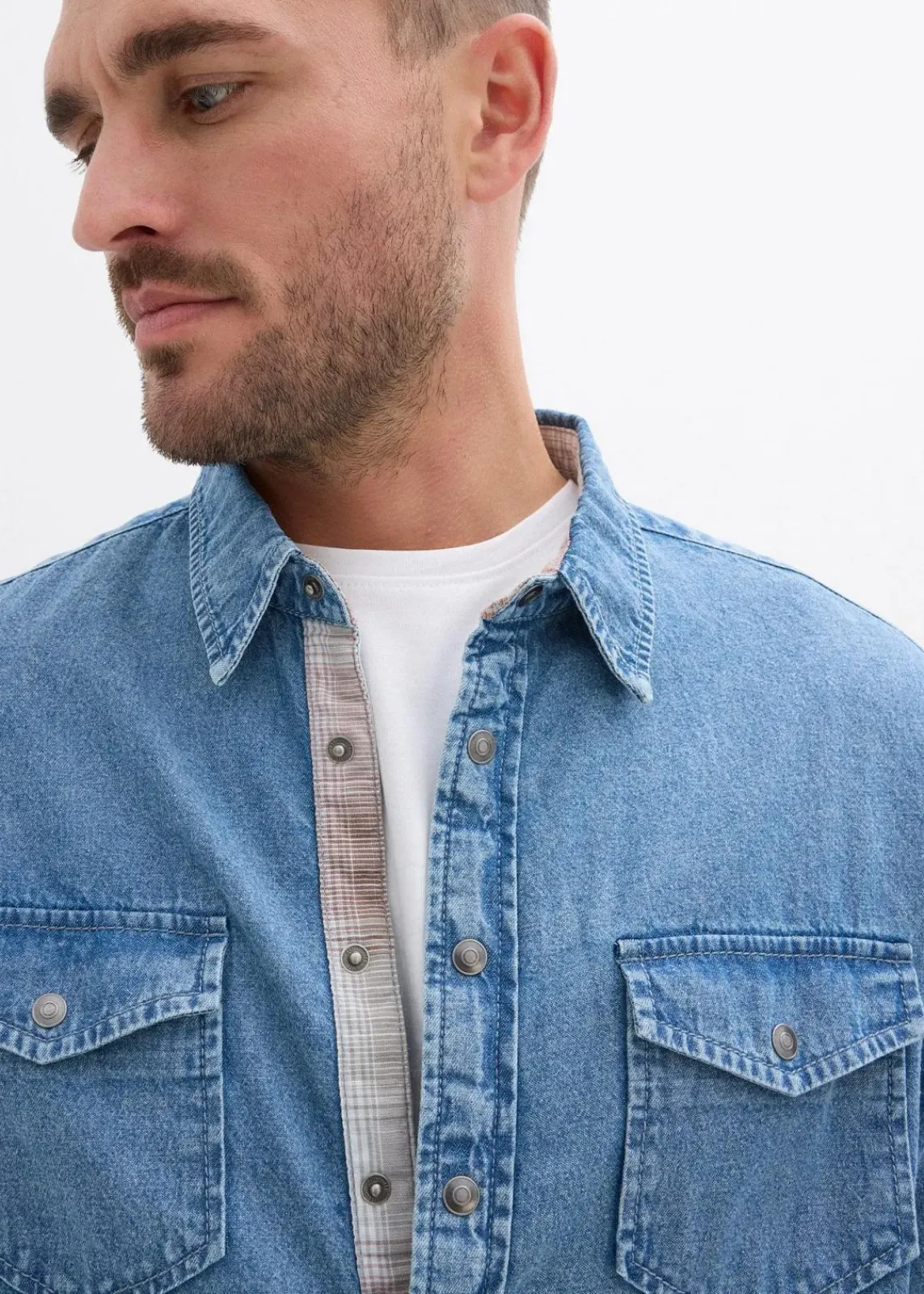 bonprix Große Größen|Hemden|Jeanshemd aus reiner Baumwolle hellblau denim