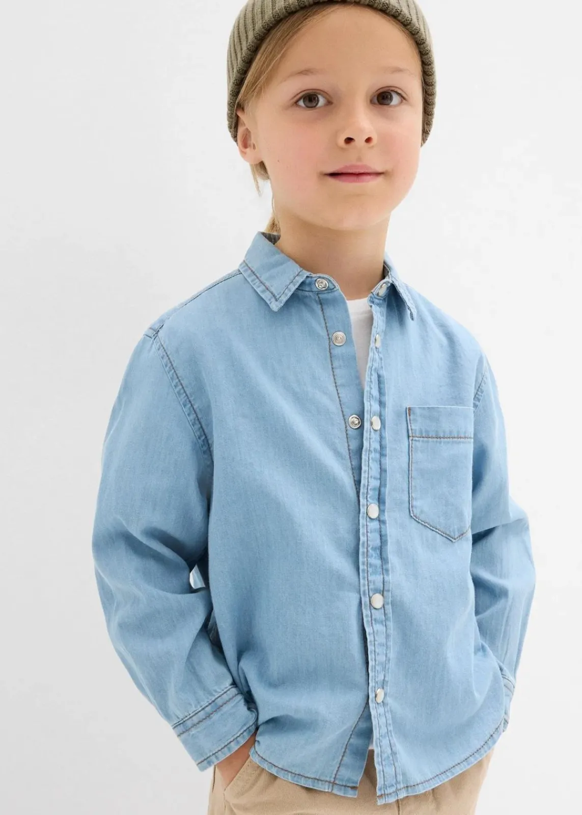 bonprix Jungen 2-8 Jahre·Anzüge & Hemden|Jeanshemd aus reiner Bio-Baumwolle hellblau denim