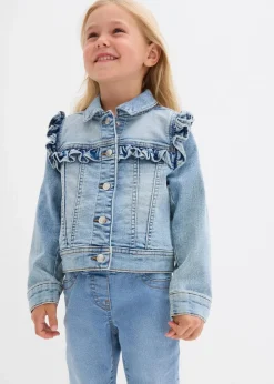 bonprix Mädchen 2-8 Jahre·Jacken & Outdoor|Jeansjacke aus elastischem Bio-Baumwoll-Mix hellblau denim