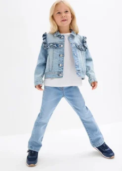 bonprix Mädchen 2-8 Jahre·Jacken & Outdoor|Jeansjacke aus elastischem Bio-Baumwoll-Mix hellblau denim
