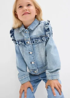 bonprix Mädchen 2-8 Jahre·Jacken & Outdoor|Jeansjacke aus elastischem Bio-Baumwoll-Mix hellblau denim