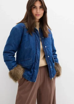 bonprix Bekleidung·Hosen|Jacken & Mäntel|Jeansjacke, leicht wattiert blau denim
