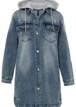 bonprix Jacken & Mäntel|Jeansjacke mit Kapuze blau denim