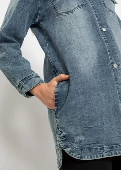 bonprix Jacken & Mäntel|Jeansjacke mit Kapuze blau denim