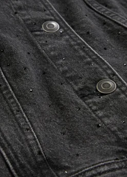 bonprix Bekleidung·Hosen|Jacken & Mäntel|Jeansjacke mit Strass dunkelgrau denim