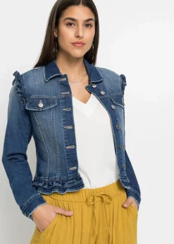 Jeansjacke mit Volants|bonprix Discount