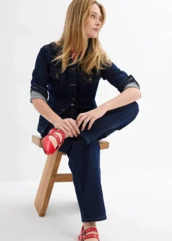 Jeansjacke, tailliert, mit Baumwolle|bonprix Online