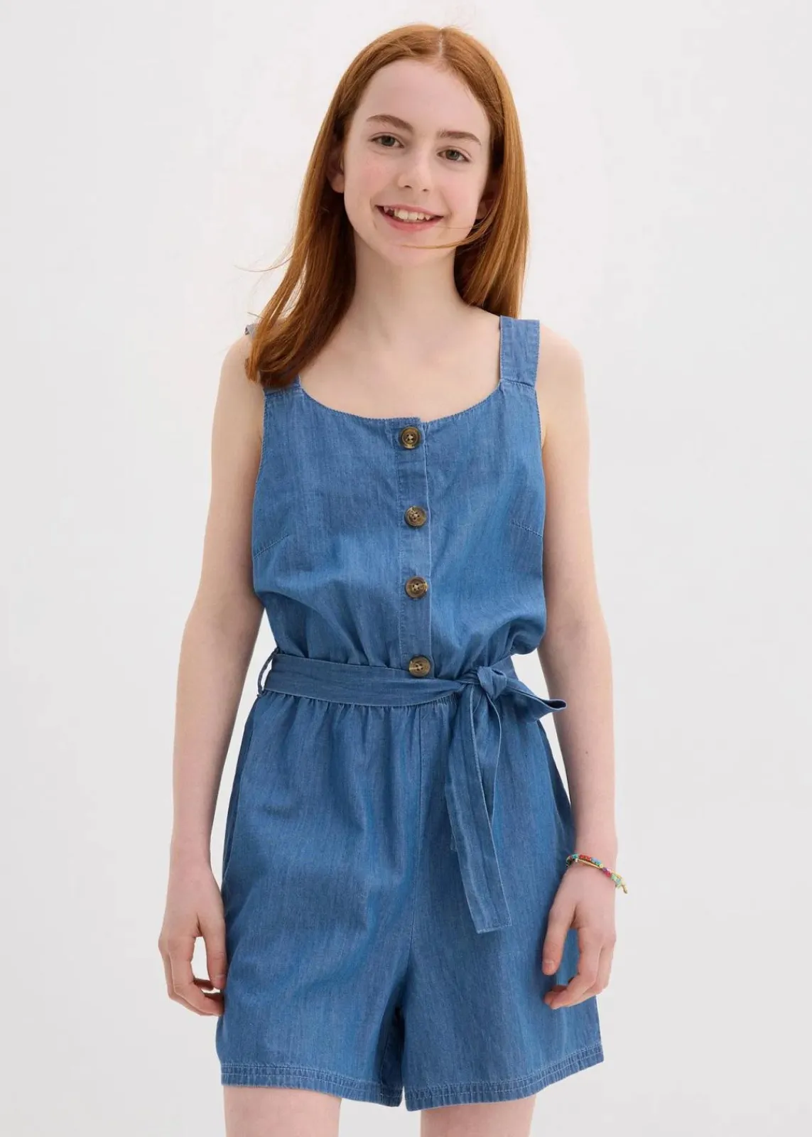 bonprix Mädchen 9-16 Jahre·Kleider & Jumpsuits|Mädchen 2-8 Jahre·Nachhaltigere Materialien|Jeans-Jumpsuit aus fließender Baumwolle blau denim