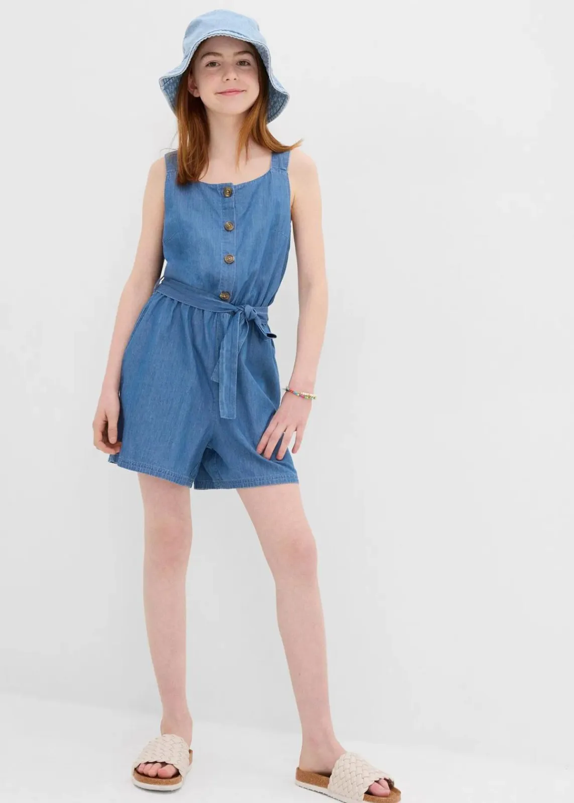 bonprix Mädchen 9-16 Jahre·Kleider & Jumpsuits|Mädchen 2-8 Jahre·Nachhaltigere Materialien|Jeans-Jumpsuit aus fließender Baumwolle blau denim